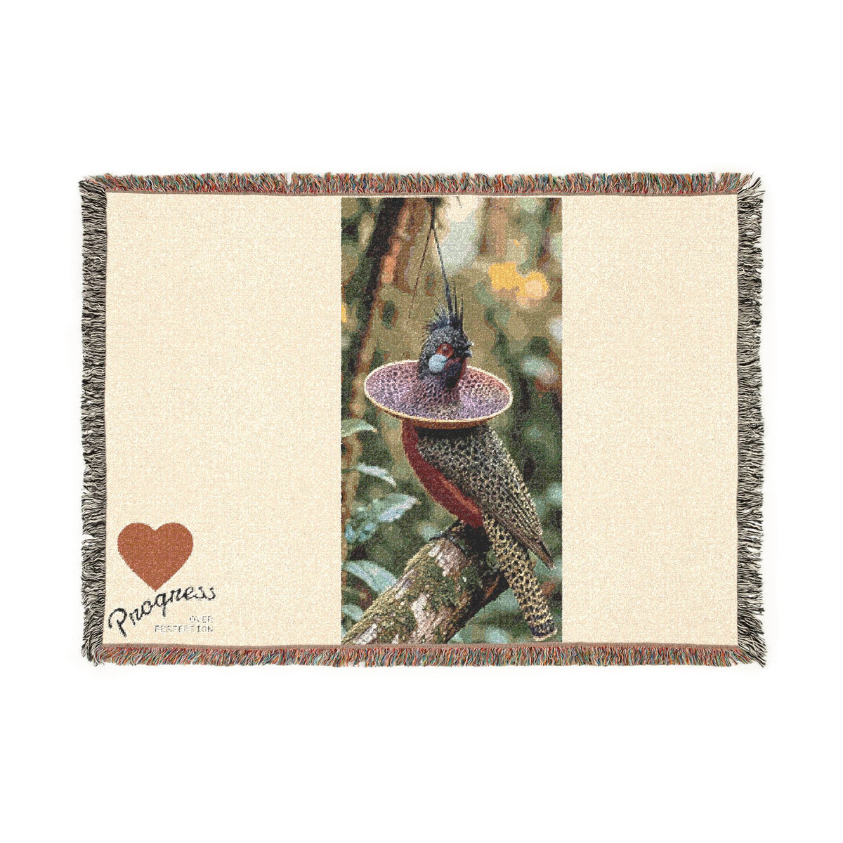 Woven Blanket — Botanical Carnivorous Pitcher Plant Throw with Heart Accent