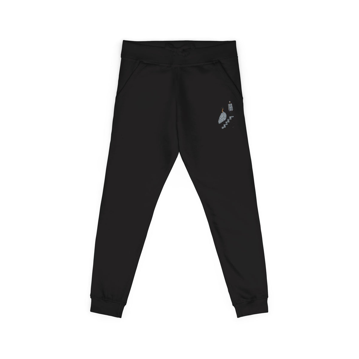 Embroidered QR Code Sweatpants — White Fleece Joggers