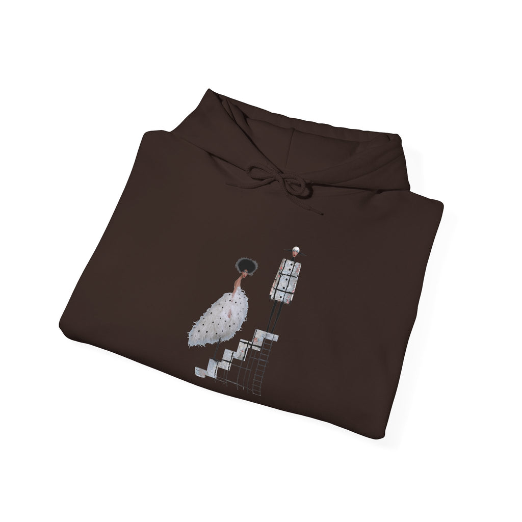 Minimalist Staircase Hoodie — Abstract Couple Illustration Pullover