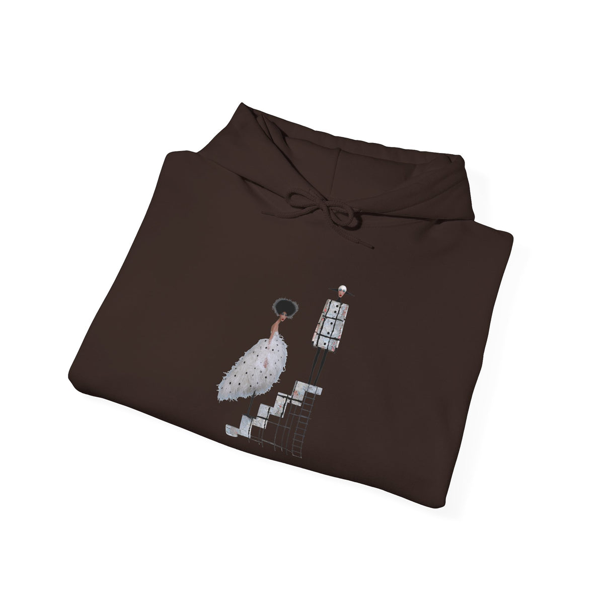 Minimalist Staircase Hoodie — Abstract Couple Illustration Pullover