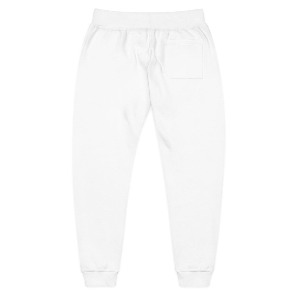 Embroidered QR Code Sweatpants — White Fleece Joggers