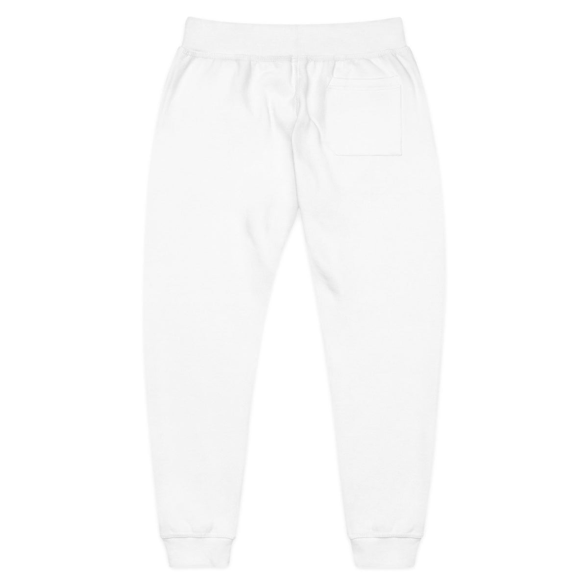 Embroidered QR Code Sweatpants — White Fleece Joggers