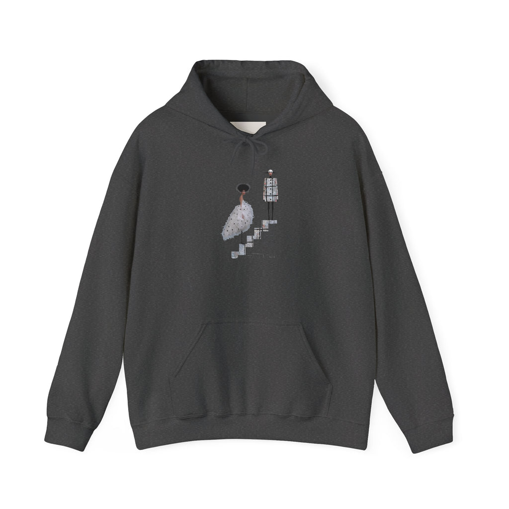 Minimalist Staircase Hoodie — Abstract Couple Illustration Pullover