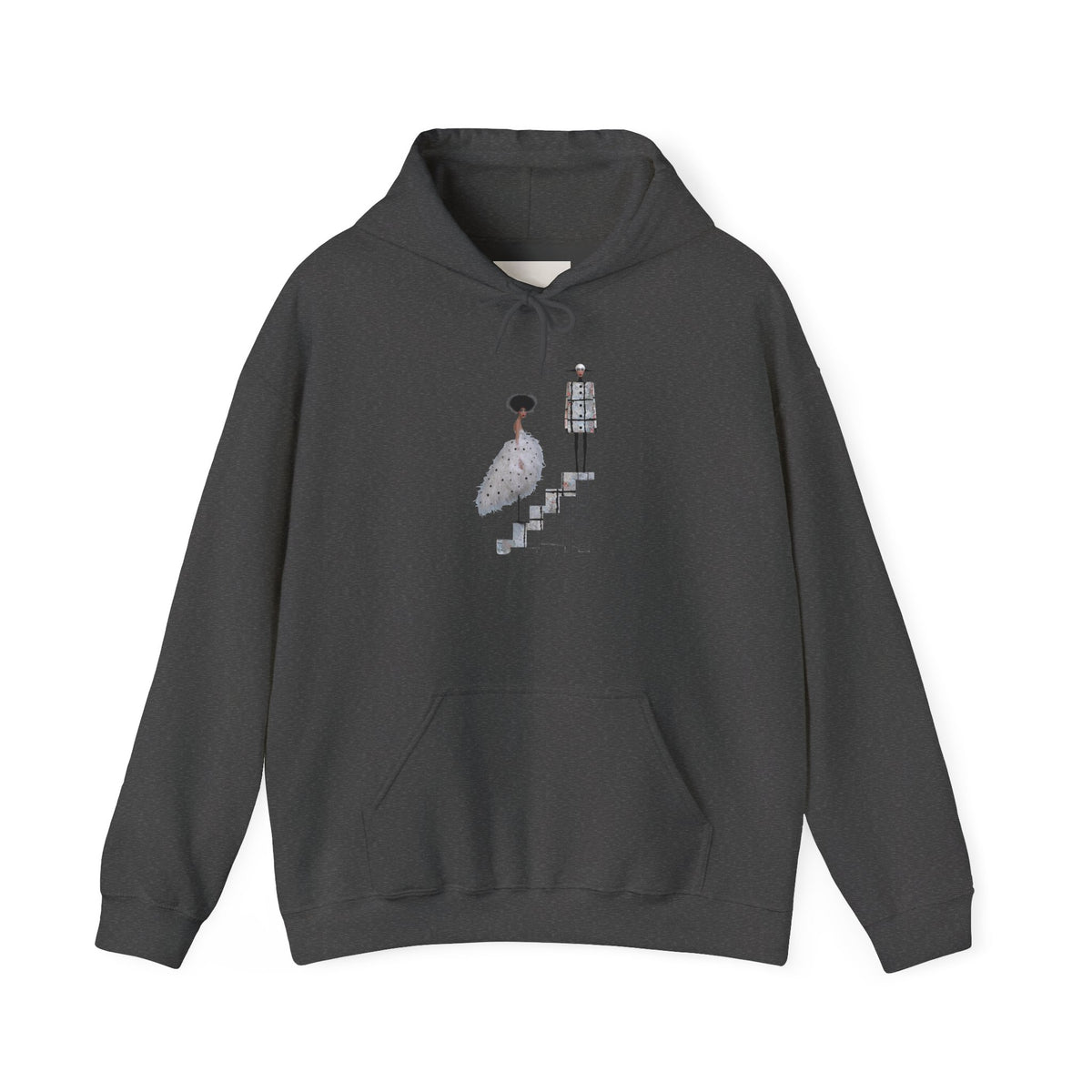Minimalist Staircase Hoodie — Abstract Couple Illustration Pullover