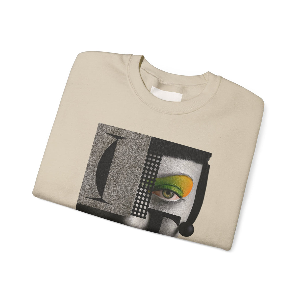 Abstract Face Collage Sweatshirt — Color Pop Fashion Graphic Crewneck