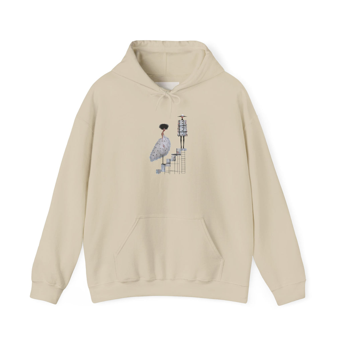 Minimalist Staircase Hoodie — Abstract Couple Illustration Pullover