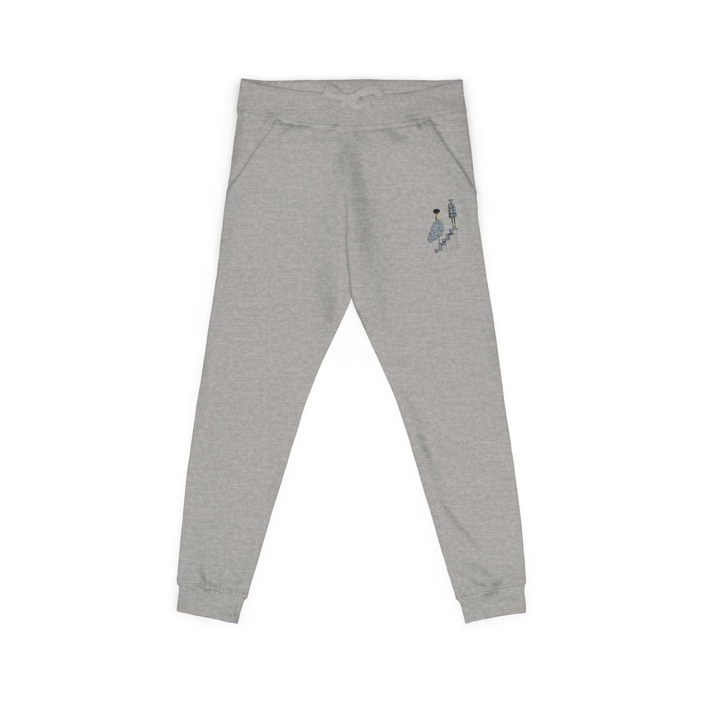 Embroidered QR Code Sweatpants — White Fleece Joggers