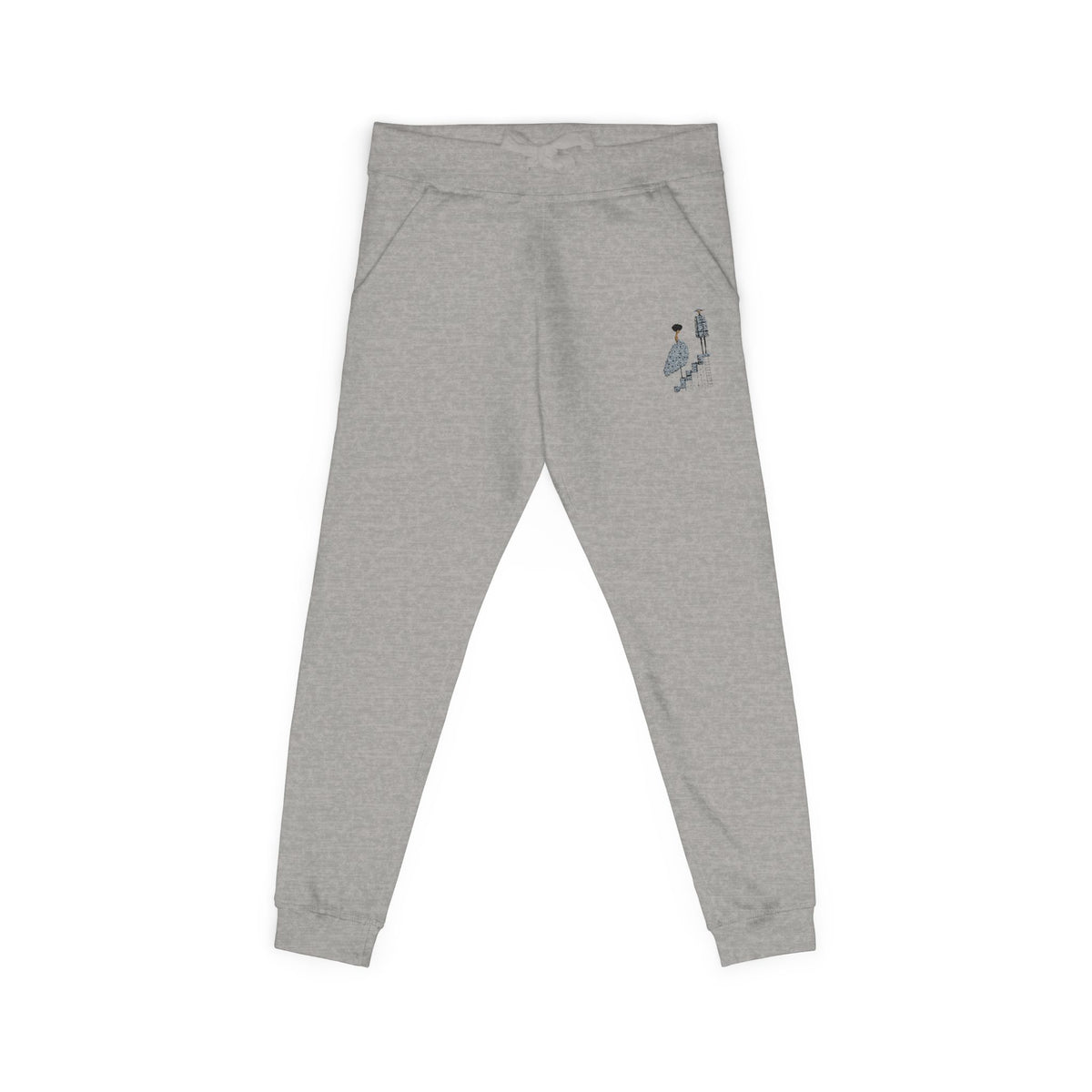 Embroidered QR Code Sweatpants — White Fleece Joggers