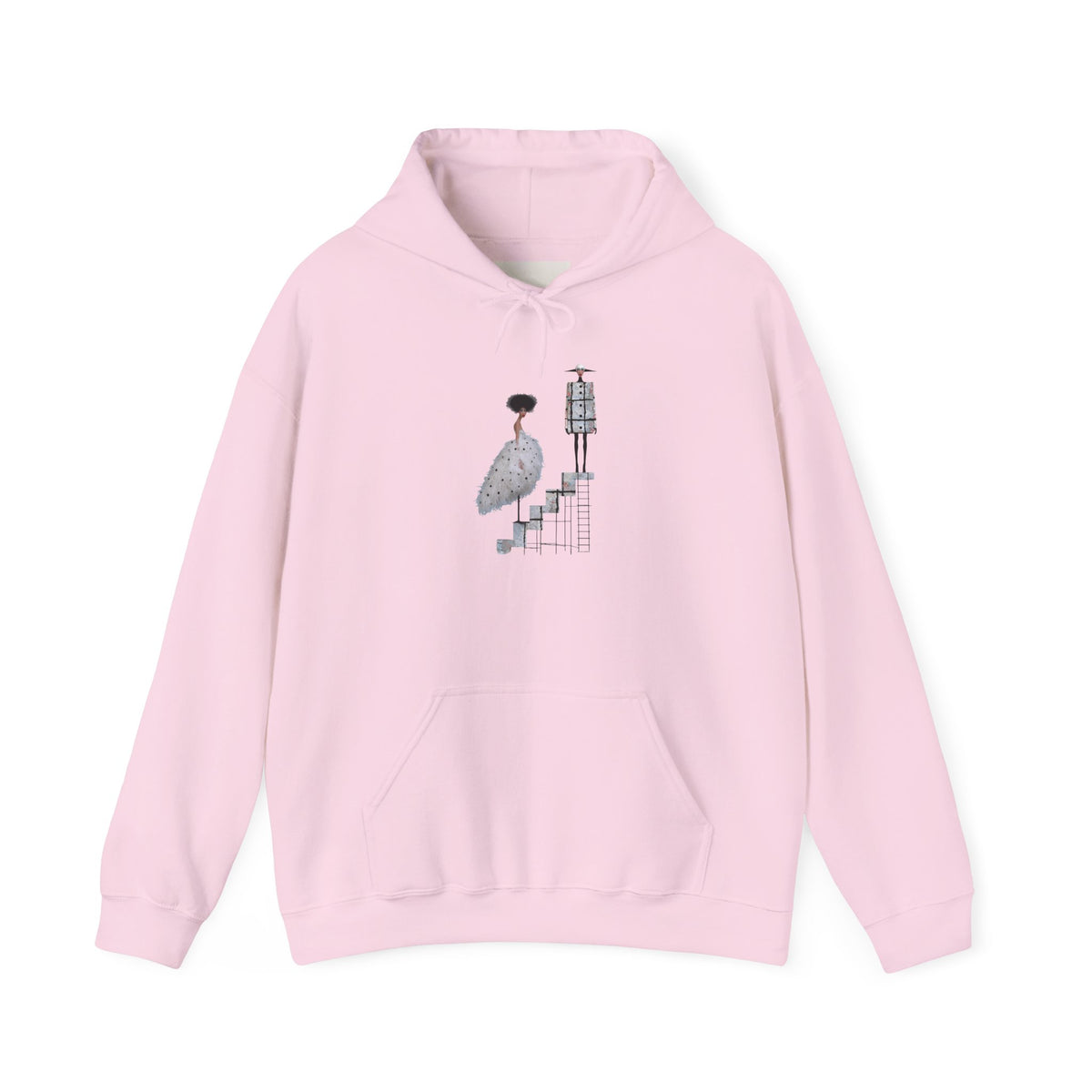 Minimalist Staircase Hoodie — Abstract Couple Illustration Pullover