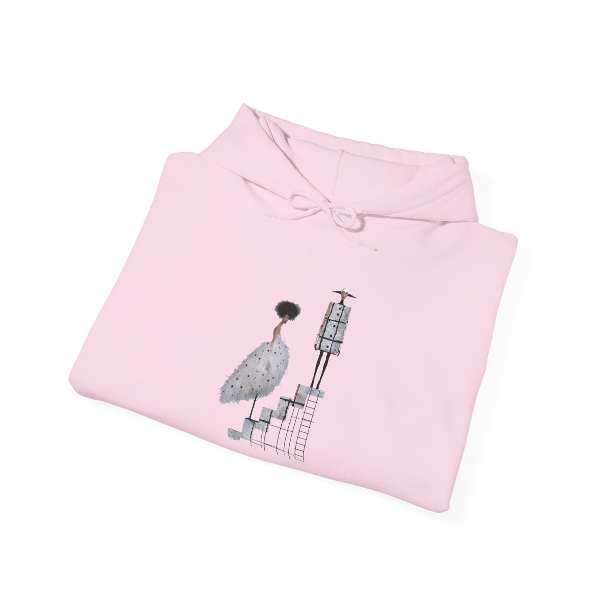 Minimalist Staircase Hoodie — Abstract Couple Illustration Pullover
