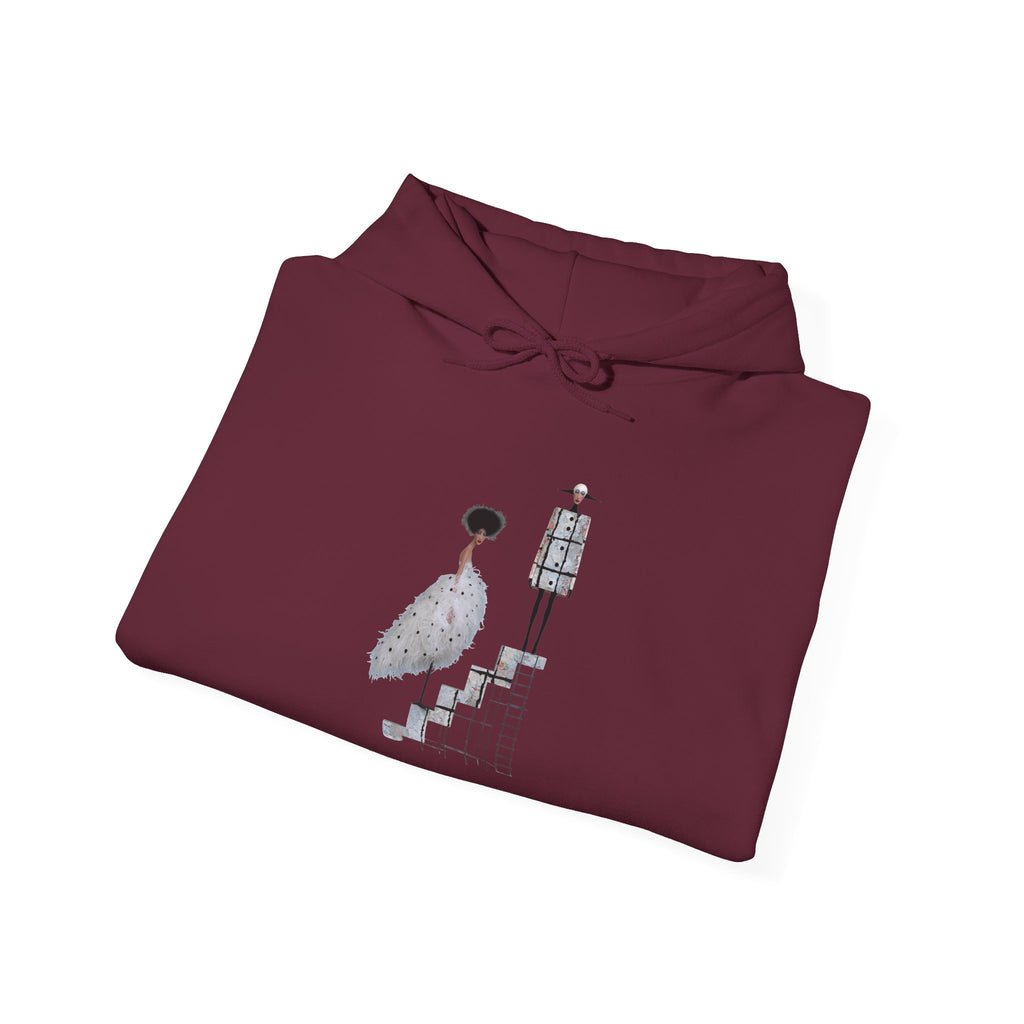 Minimalist Staircase Hoodie — Abstract Couple Illustration Pullover