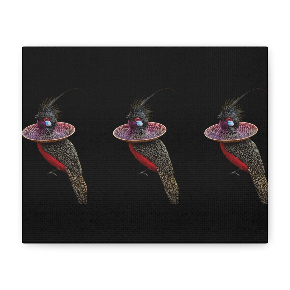 Bird of Paradise Canvas Print — Tropical Red & Black Wall Art