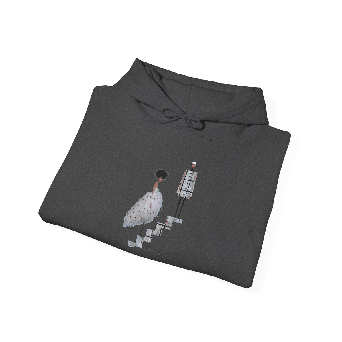 Minimalist Staircase Hoodie — Abstract Couple Illustration Pullover