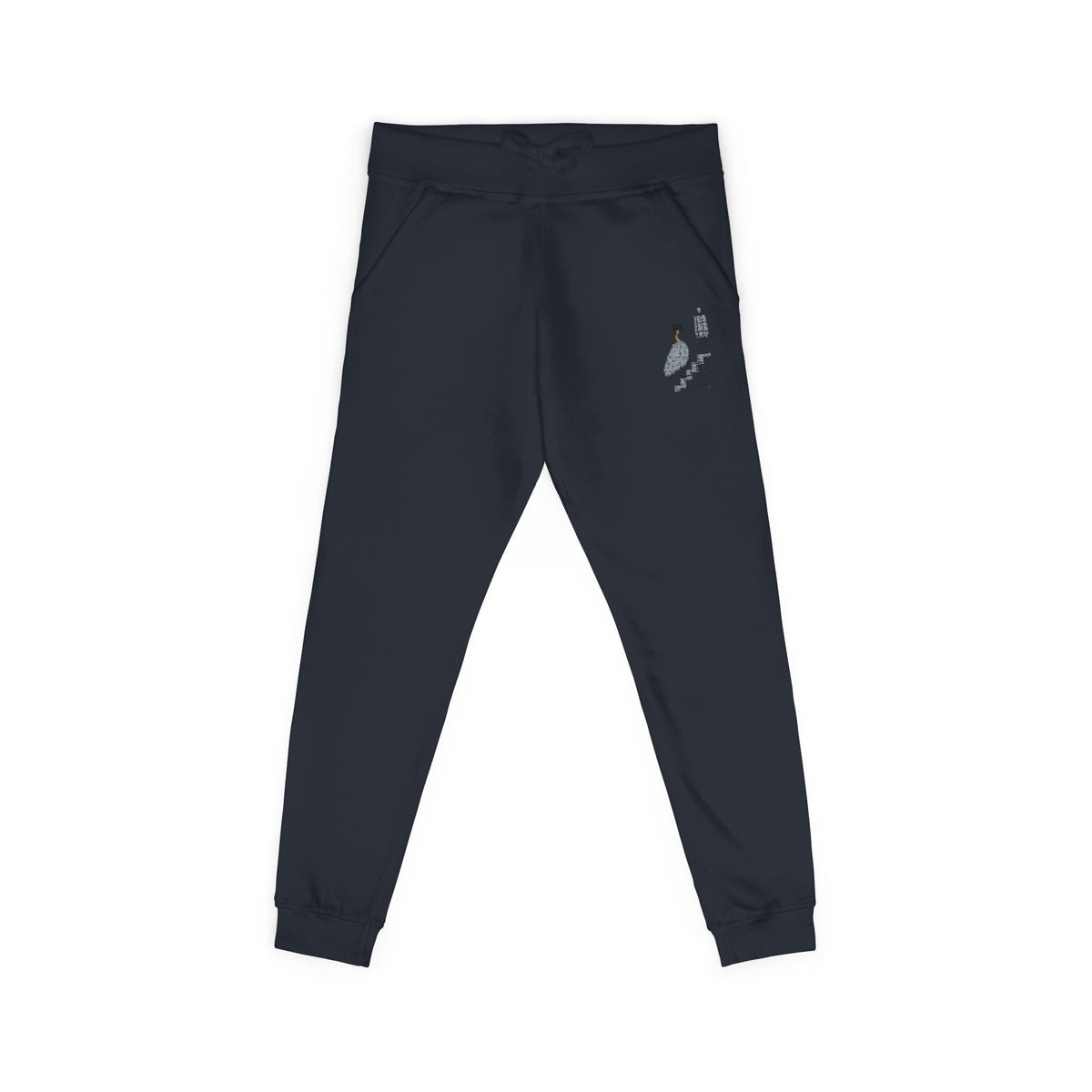 Embroidered QR Code Sweatpants — White Fleece Joggers