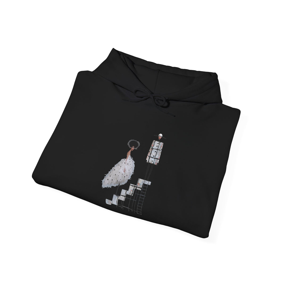 Minimalist Staircase Hoodie — Abstract Couple Illustration Pullover