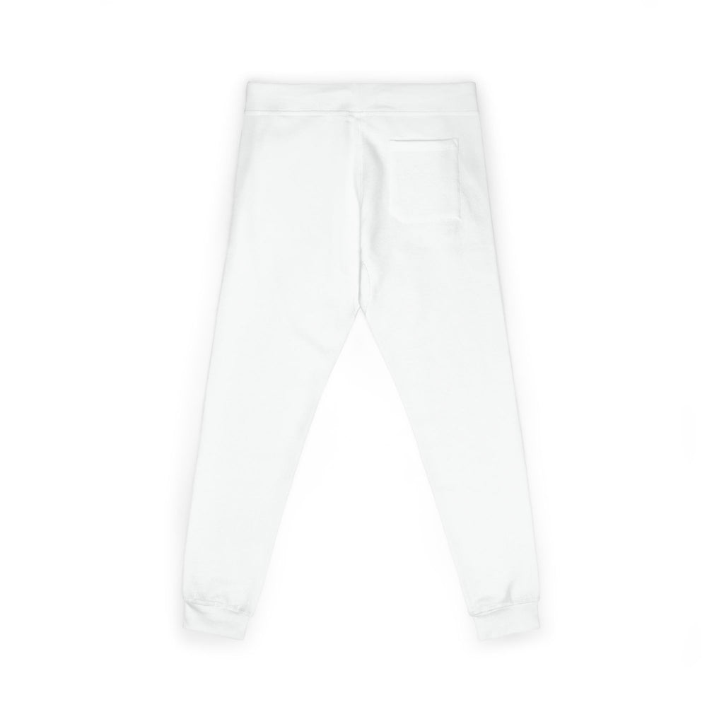Embroidered QR Code Sweatpants — White Fleece Joggers