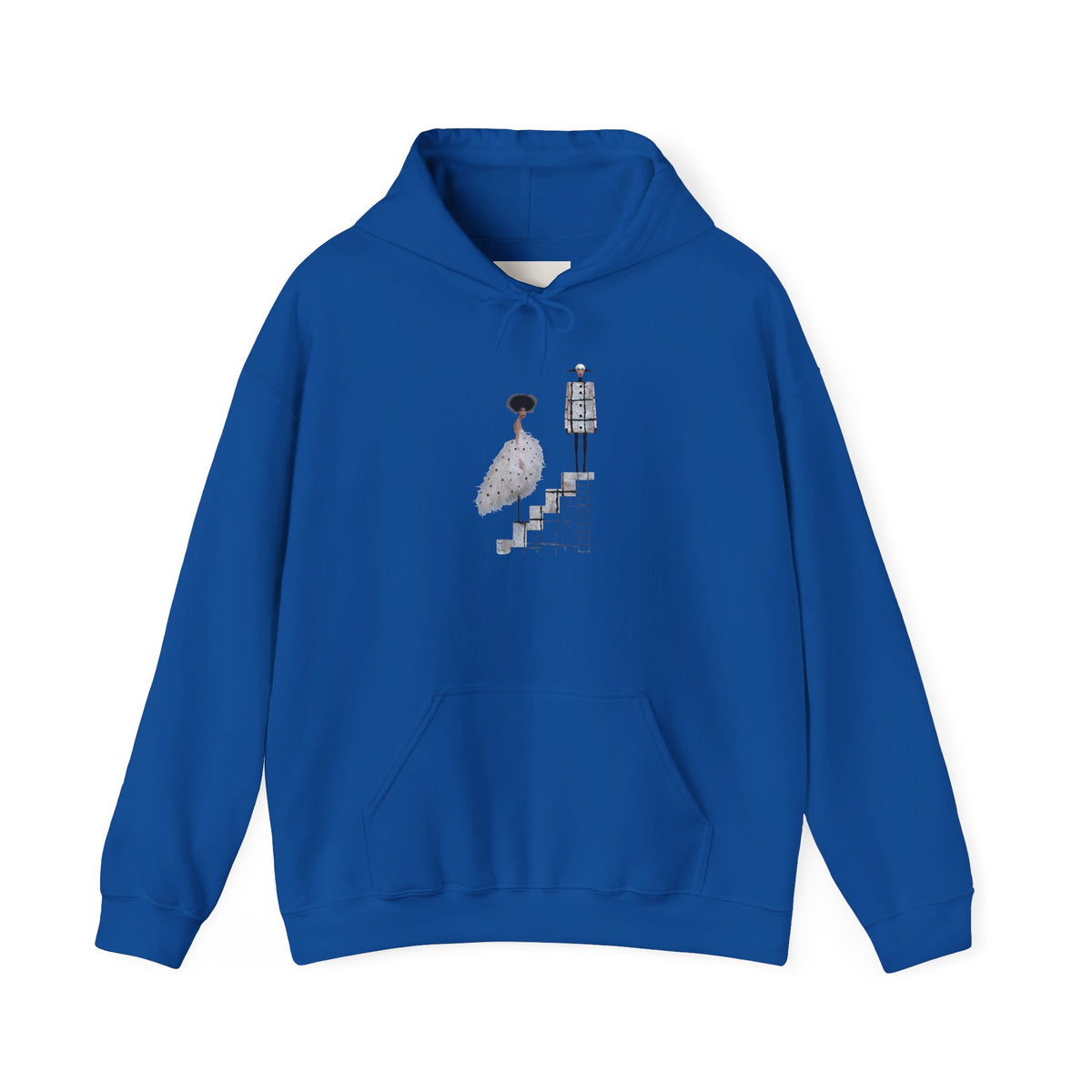 Minimalist Staircase Hoodie — Abstract Couple Illustration Pullover