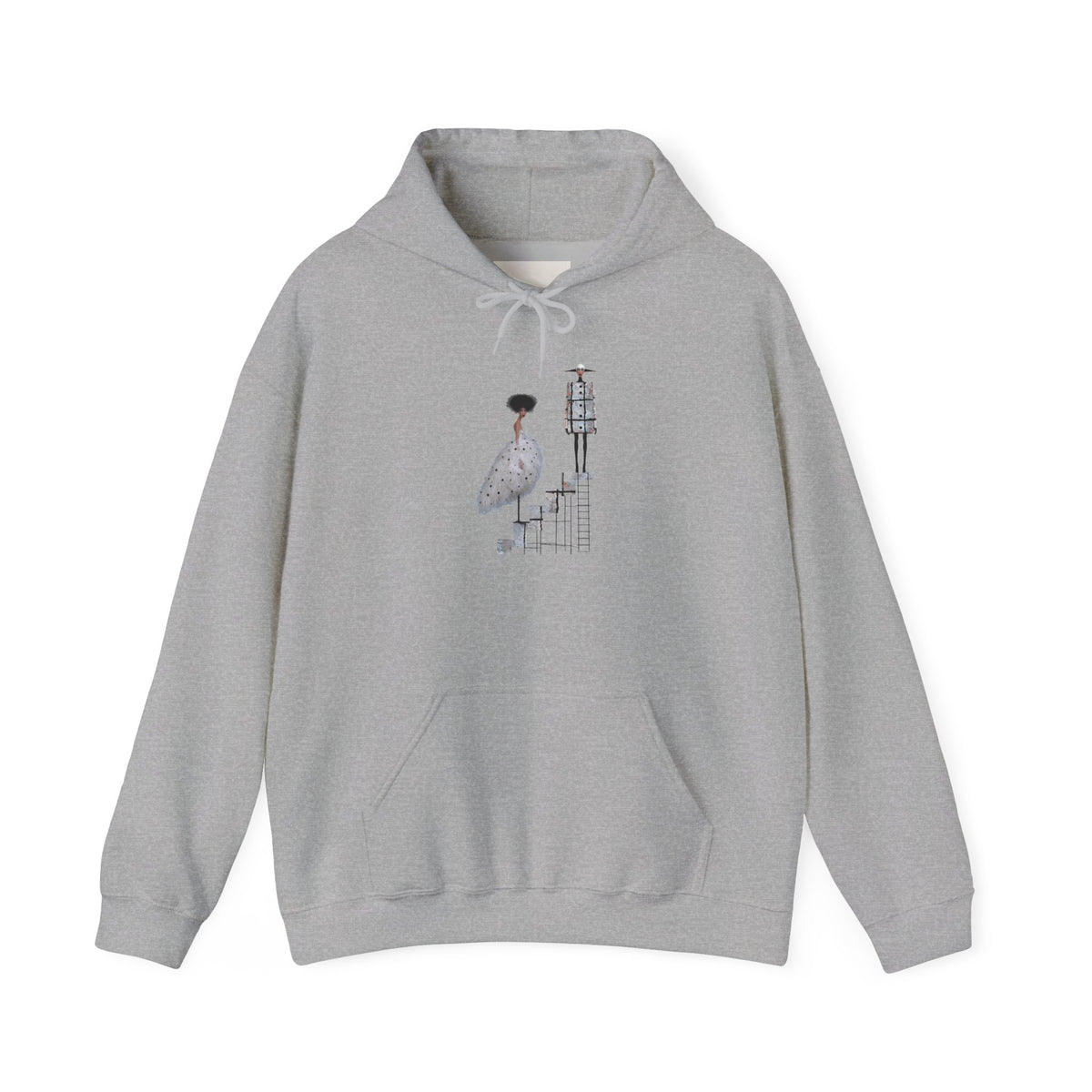 Minimalist Staircase Hoodie — Abstract Couple Illustration Pullover