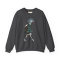 Illustrated Fashion Crewneck Sweatshirt — Bird-Headed Girl in Plaid Dress