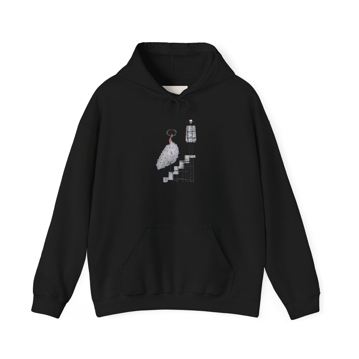 Minimalist Staircase Hoodie — Abstract Couple Illustration Pullover