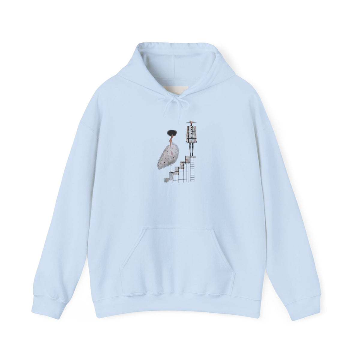 Minimalist Staircase Hoodie — Abstract Couple Illustration Pullover