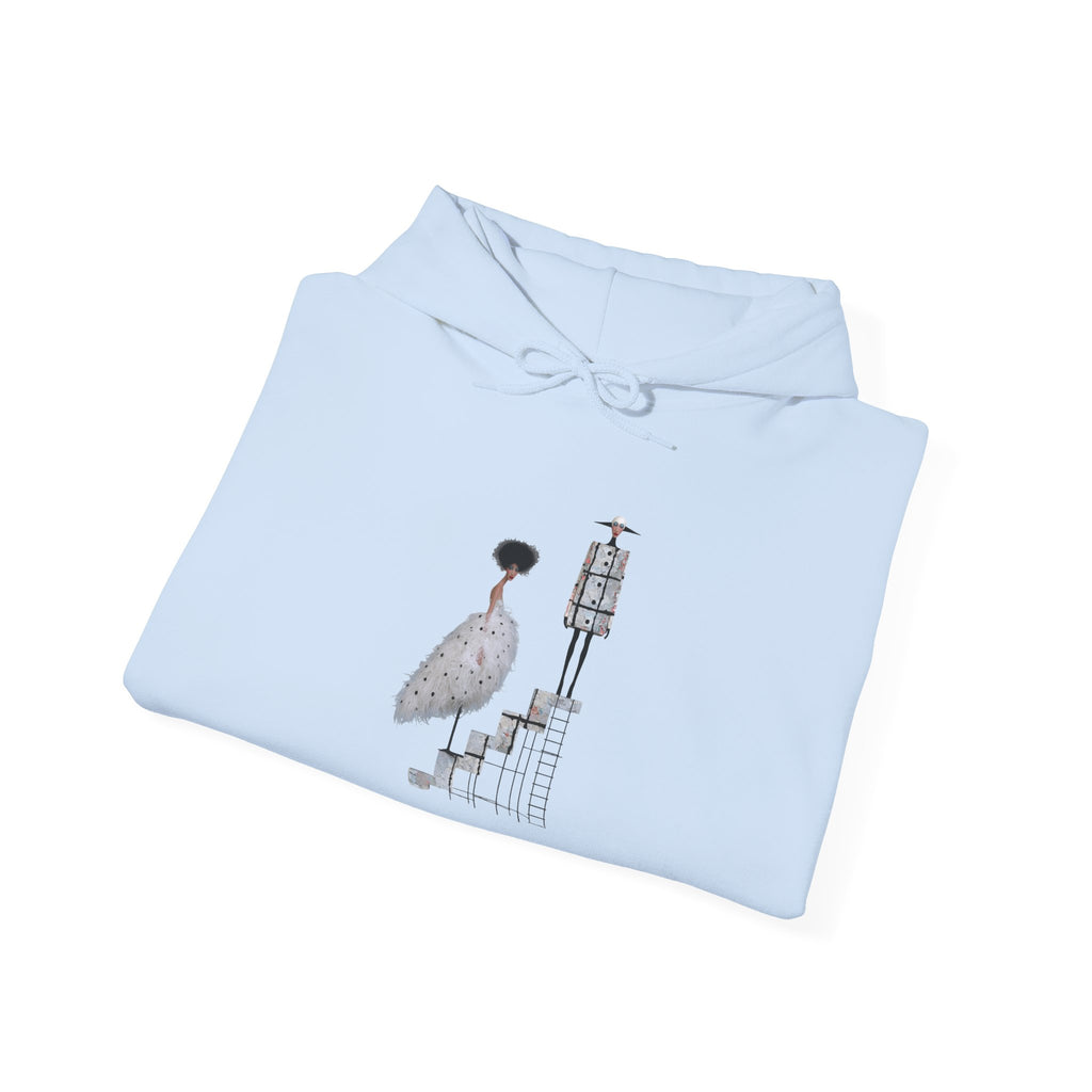 Minimalist Staircase Hoodie — Abstract Couple Illustration Pullover