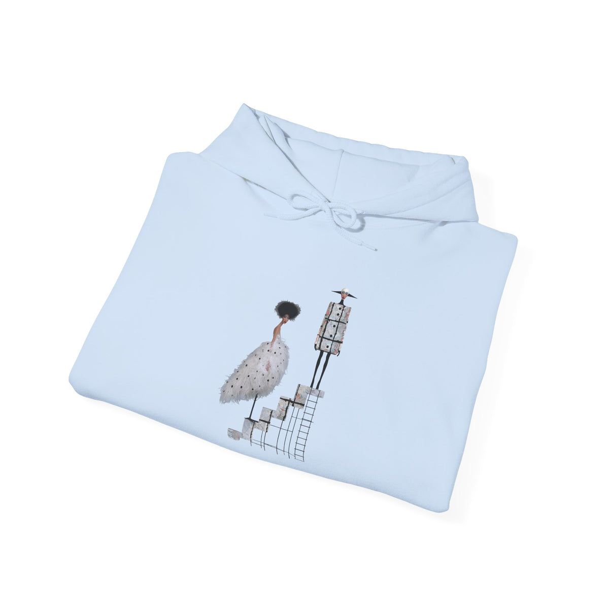 Minimalist Staircase Hoodie — Abstract Couple Illustration Pullover