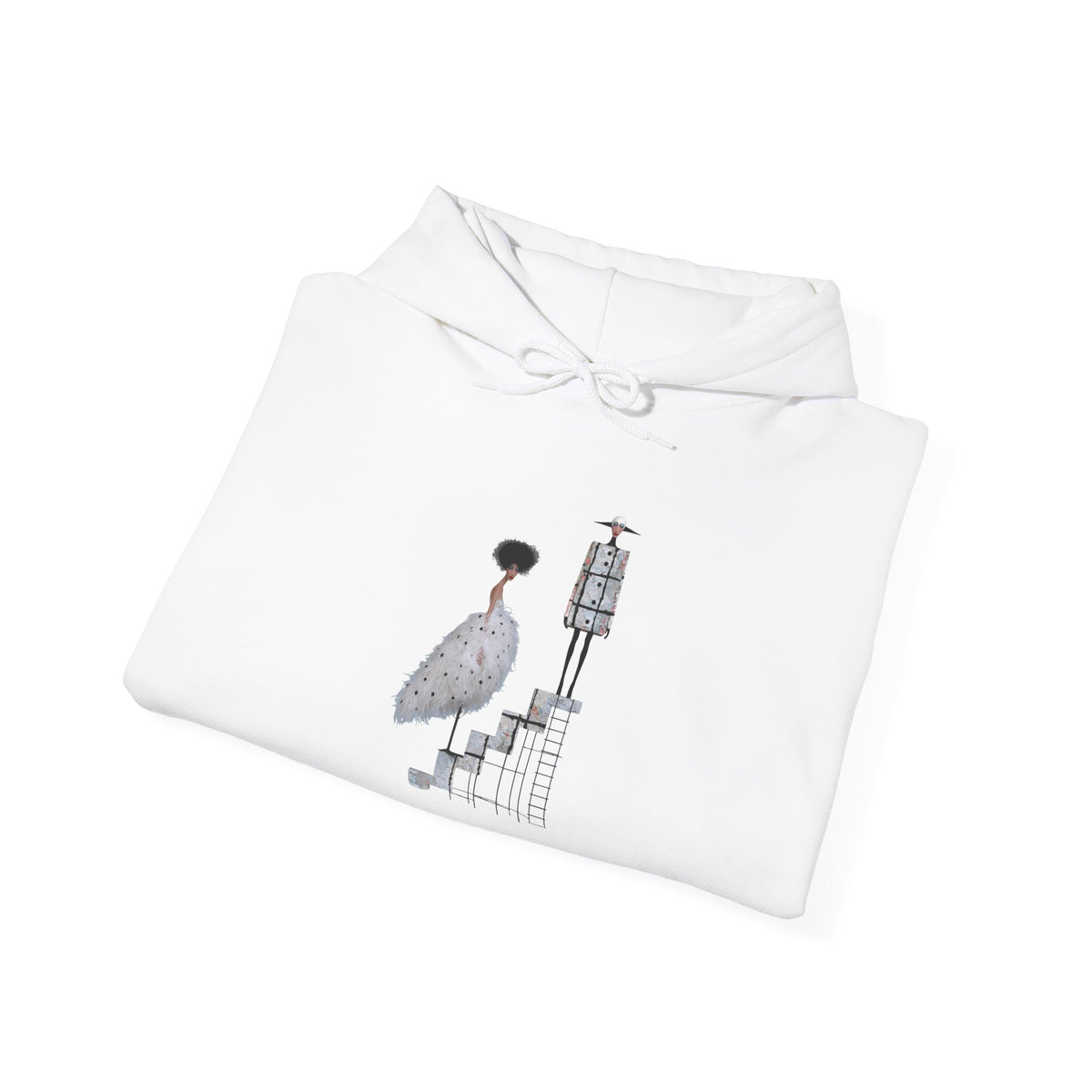 Minimalist Staircase Hoodie — Abstract Couple Illustration Pullover