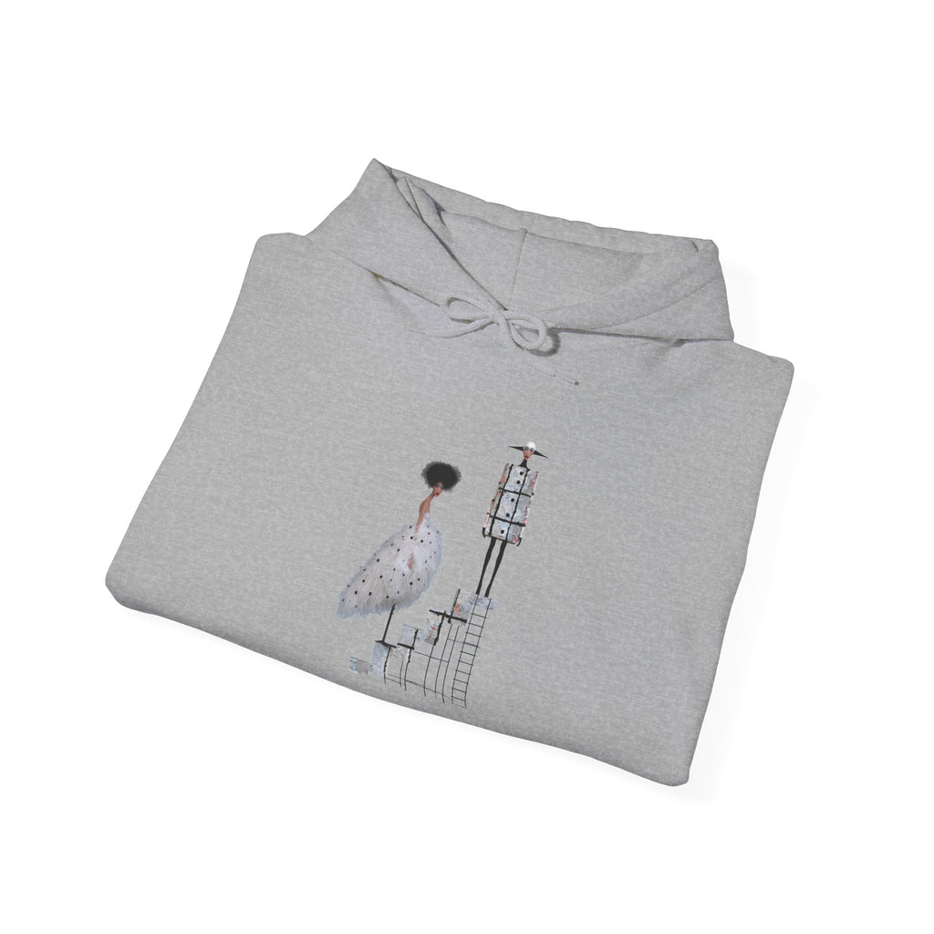 Minimalist Staircase Hoodie — Abstract Couple Illustration Pullover