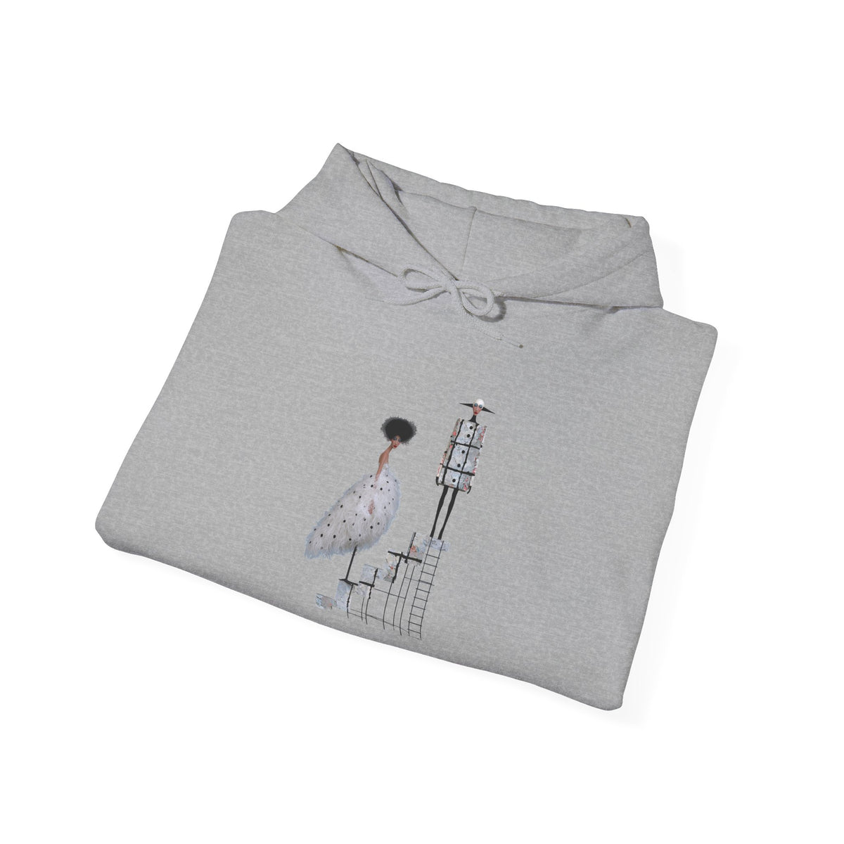 Minimalist Staircase Hoodie — Abstract Couple Illustration Pullover
