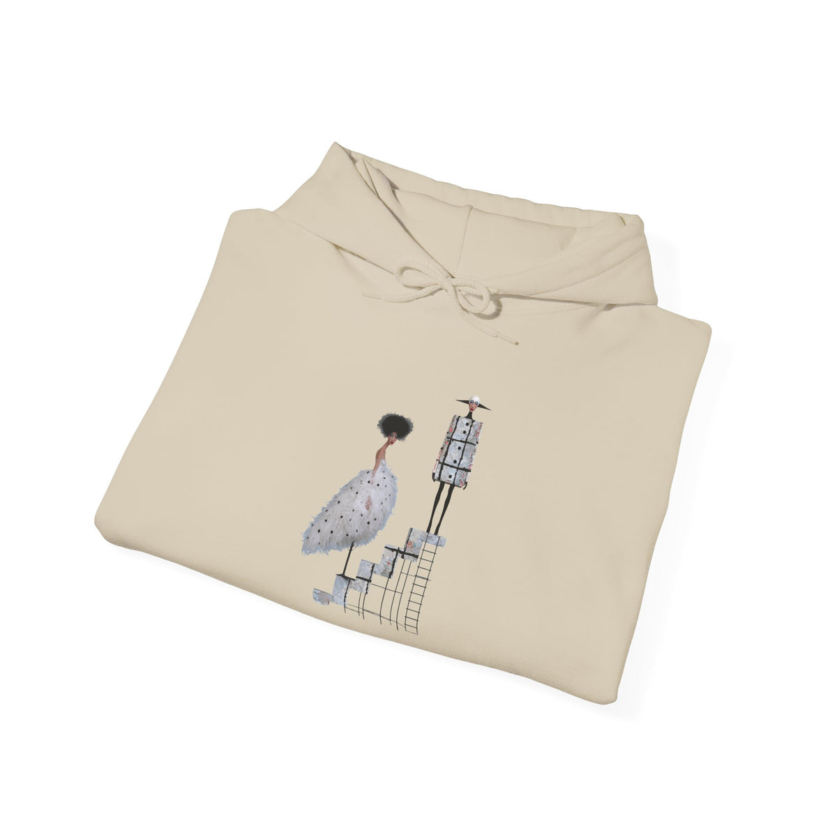 Minimalist Staircase Hoodie — Abstract Couple Illustration Pullover