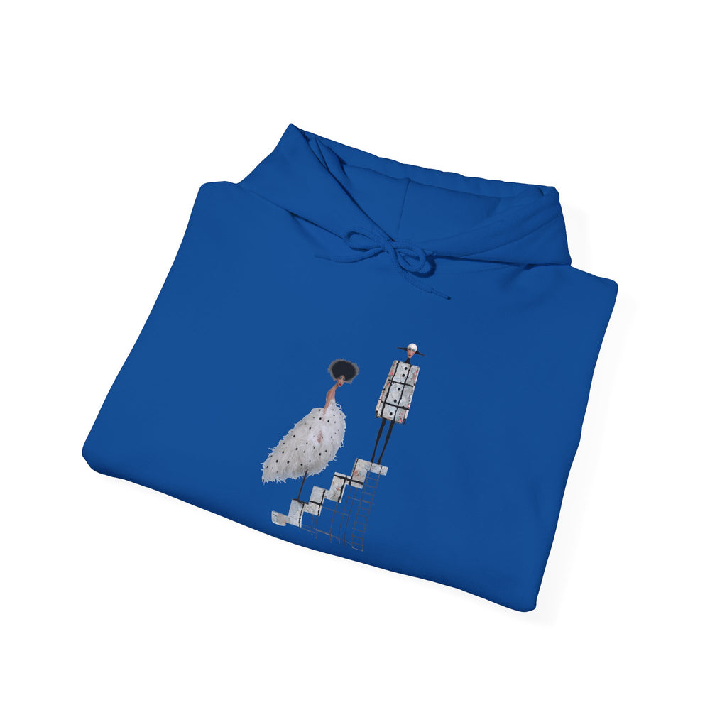 Minimalist Staircase Hoodie — Abstract Couple Illustration Pullover