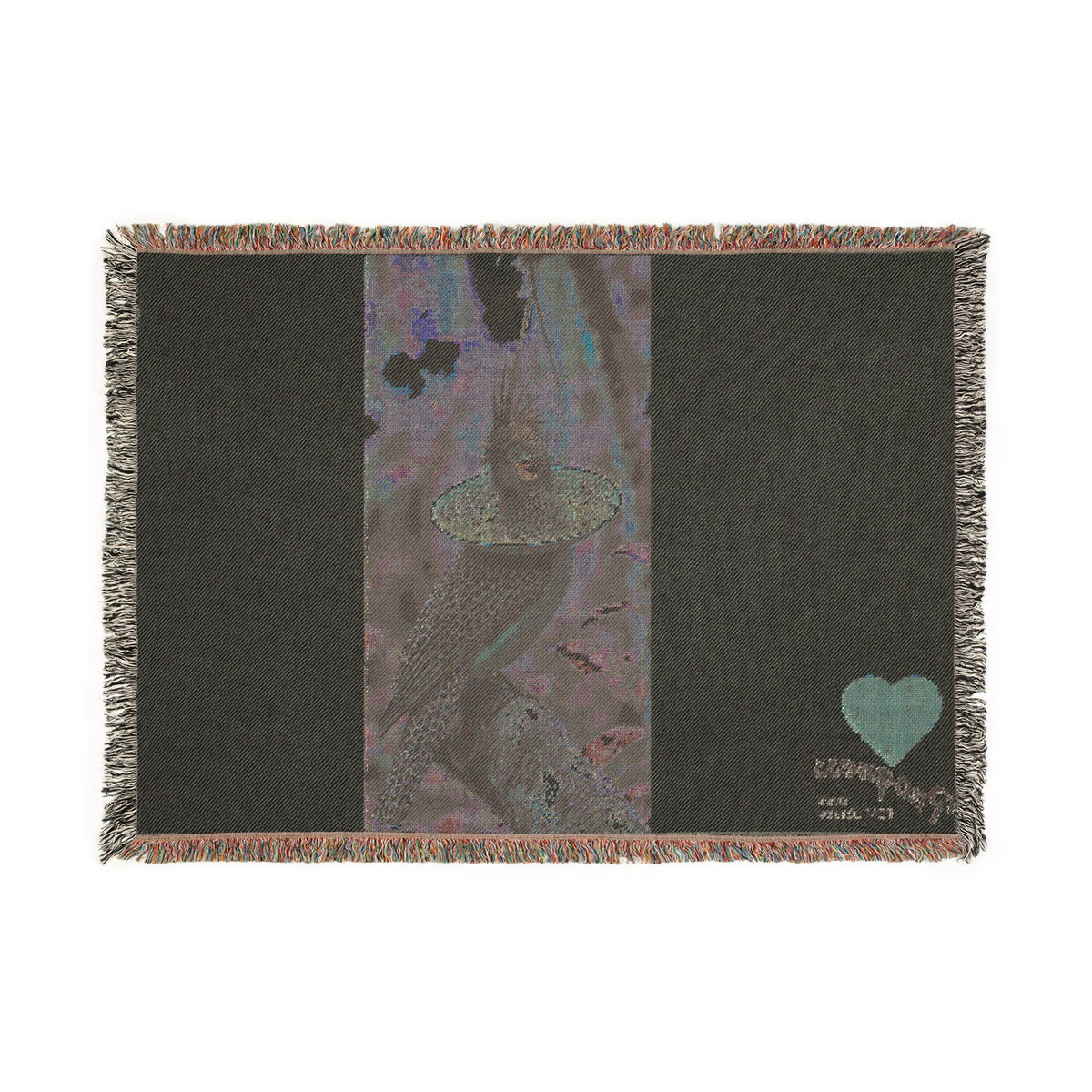 Woven Blanket — Botanical Carnivorous Pitcher Plant Throw with Heart Accent