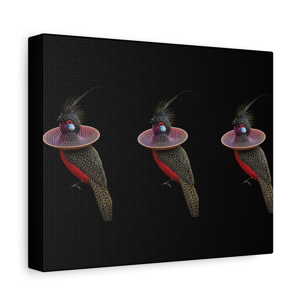 Bird of Paradise Canvas Print — Tropical Red & Black Wall Art