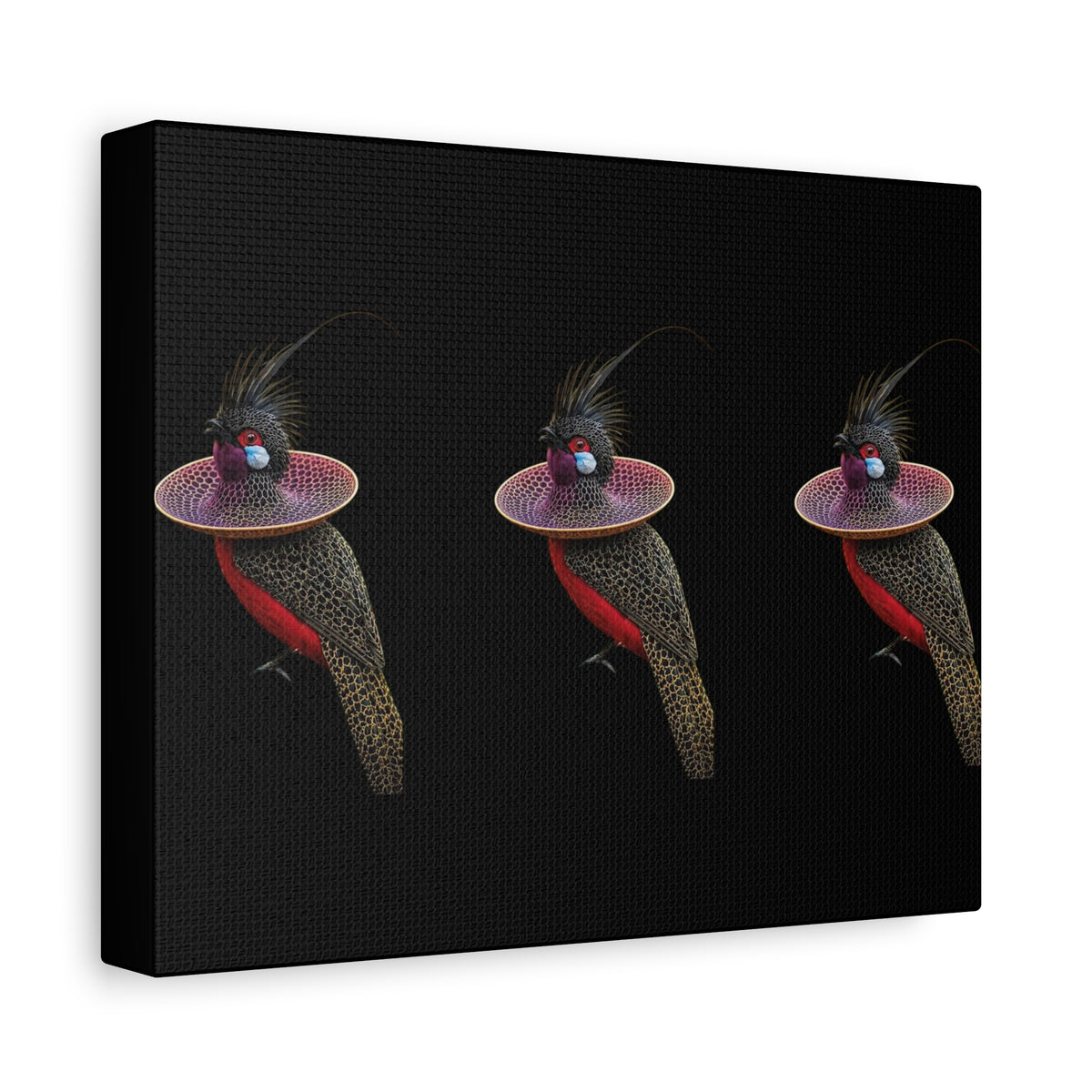 Bird of Paradise Canvas Print — Tropical Red & Black Wall Art