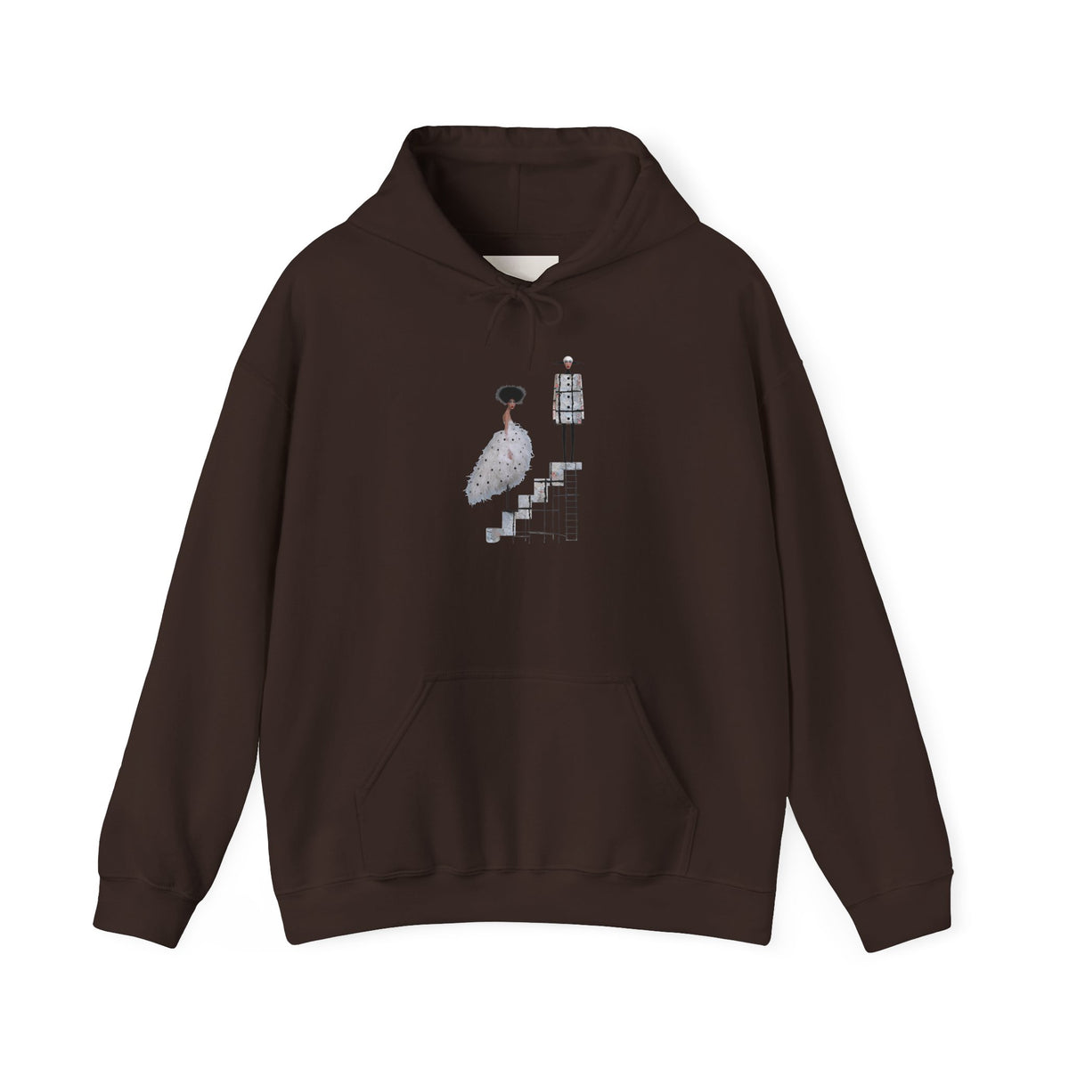 Minimalist Staircase Hoodie — Abstract Couple Illustration Pullover
