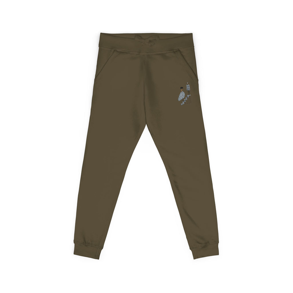 Embroidered QR Code Sweatpants — White Fleece Joggers