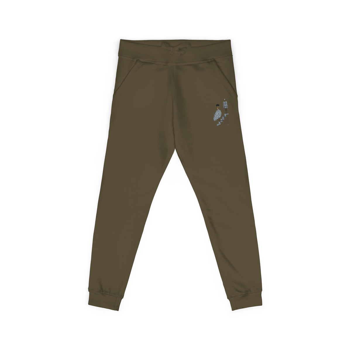 Embroidered QR Code Sweatpants — White Fleece Joggers
