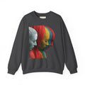 Abstract Triple-Profile Art Sweatshirt — Colorful Layered Faces Crewneck