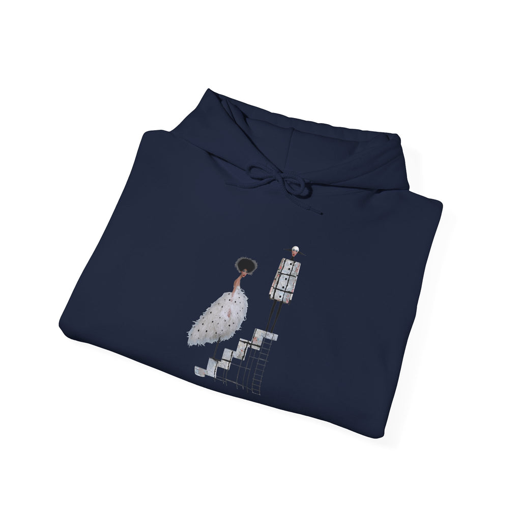 Minimalist Staircase Hoodie — Abstract Couple Illustration Pullover