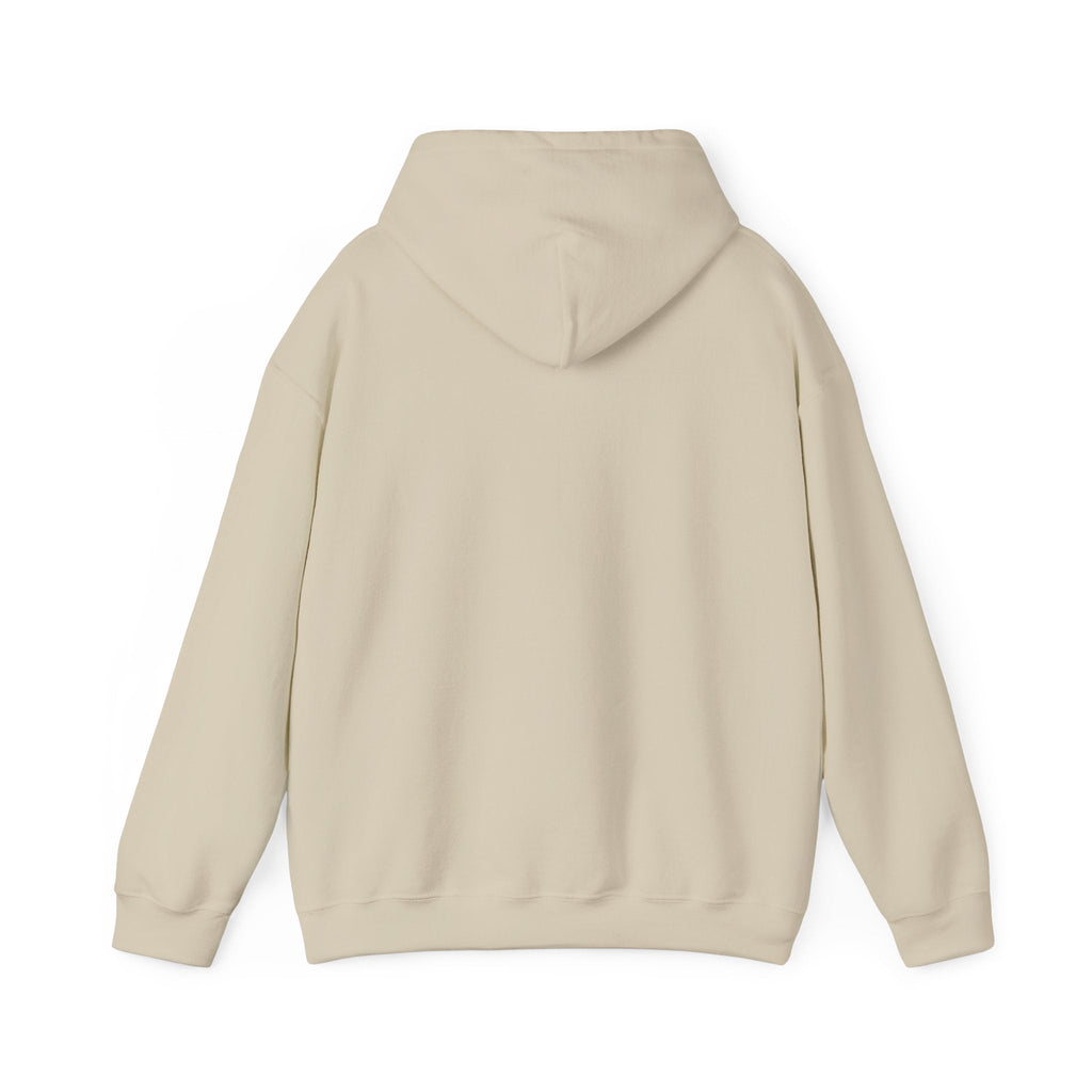 PURETE classic beige hoodie, back view, showing soft cotton-polyester fabric and double-lined hood.