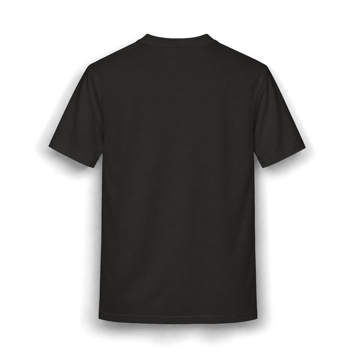 Back view of a plain black PURETE relaxed-fit cotton blend t-shirt with a classic crew neck.