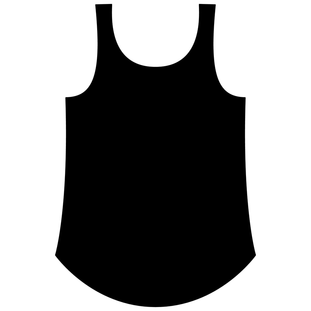 PURETE women's black festival tank top with a scoop neckline and a curved hem in a lightweight cotton-poly blend.