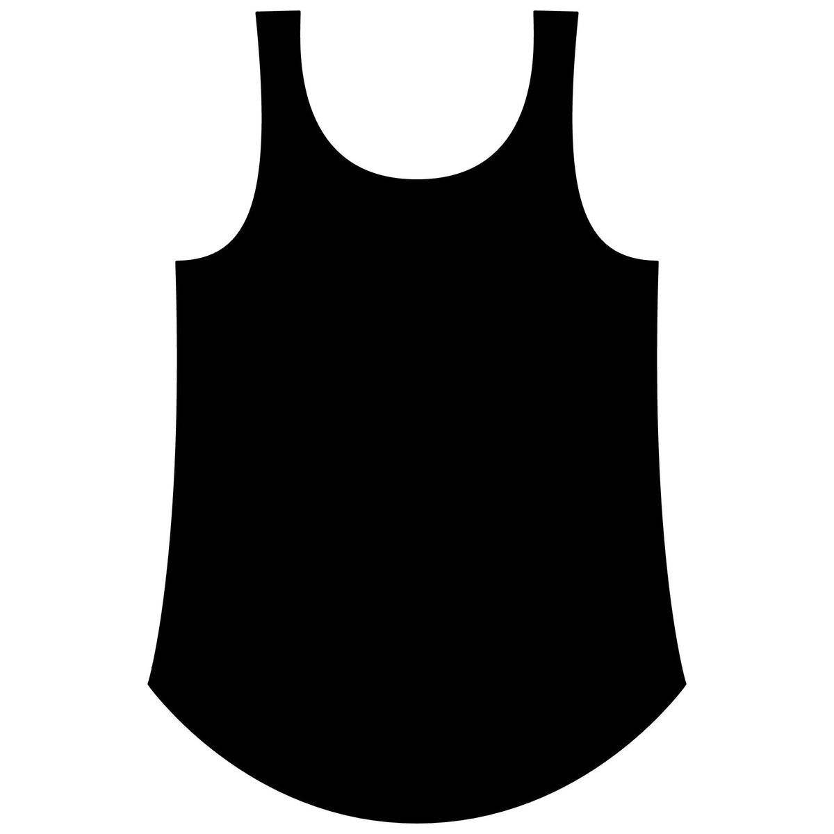PURETE women's black festival tank top with a scoop neckline and a curved hem in a lightweight cotton-poly blend.