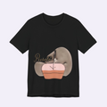 PURETE black unisex jersey short sleeve t-shirt with a unique abstract graphic print on the front.
