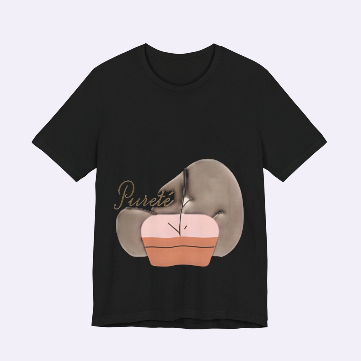 PURETE black unisex jersey short sleeve t-shirt with a unique abstract graphic print on the front.