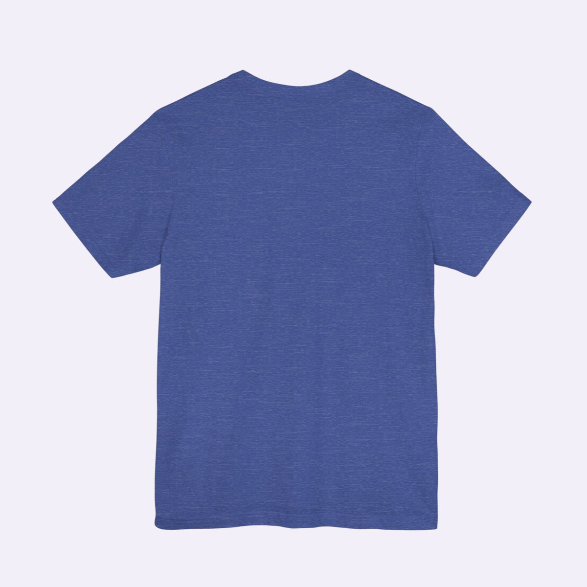 Back view of a PURETE unisex blue jersey short sleeve t-shirt made from soft cotton with a classic crew neck fit.