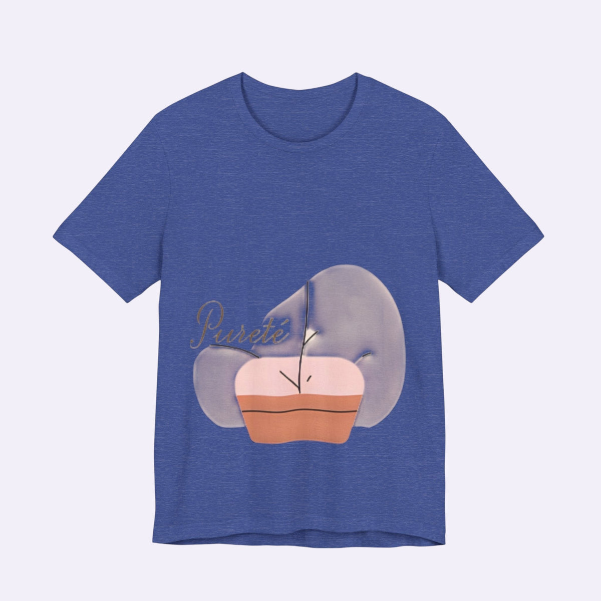 PURETE unisex blue jersey short sleeve crew neck t-shirt with abstract graphic print on the front