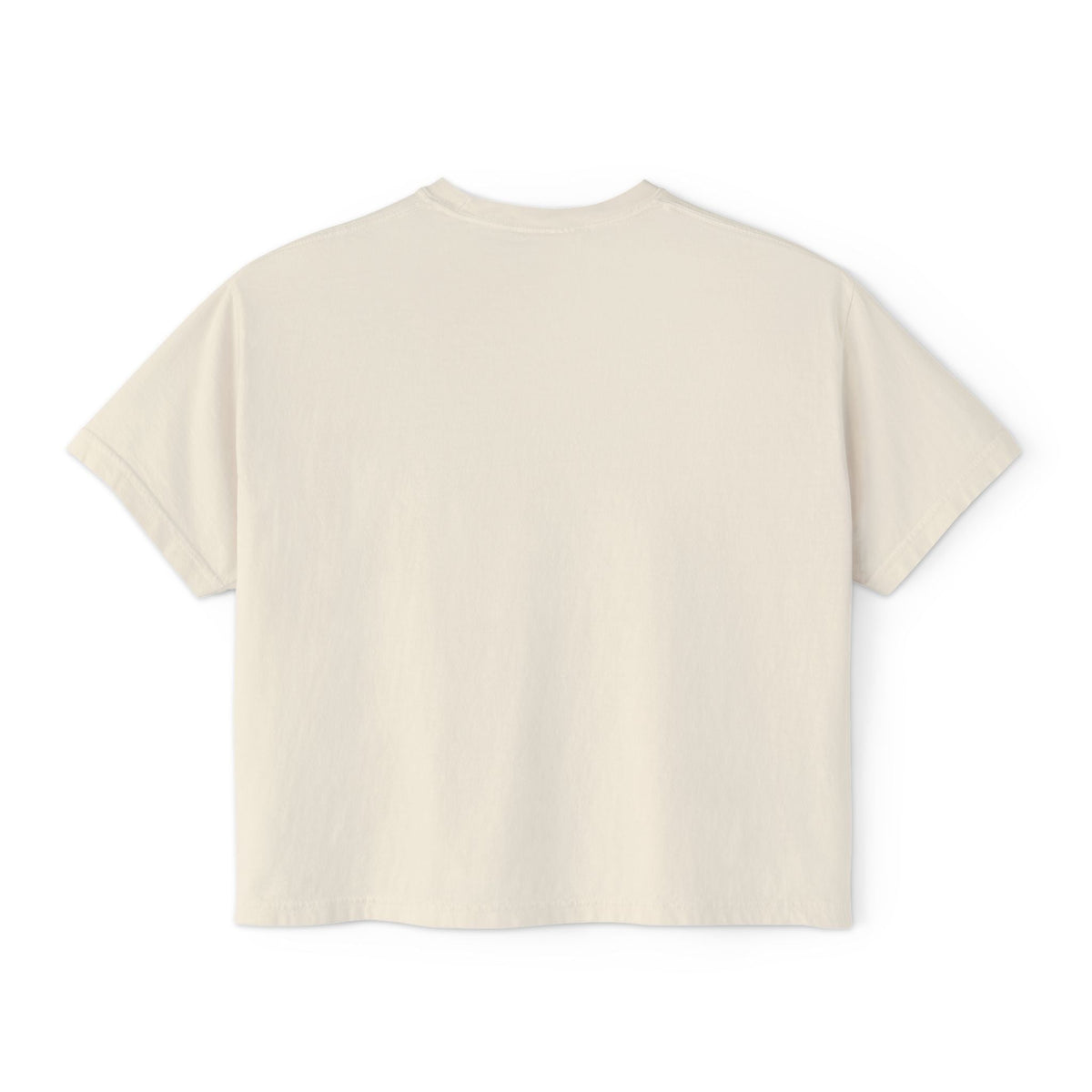 PURETE boxy cropped t-shirt in a neutral off-white pigment-dyed cotton, shown from the back.