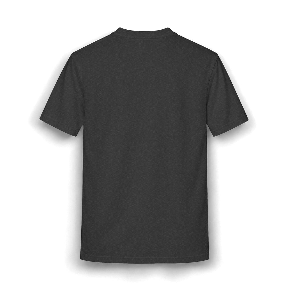 PURETE charcoal grey relaxed fit cotton blend t-shirt, back view showing plain solid fabric and short sleeves.